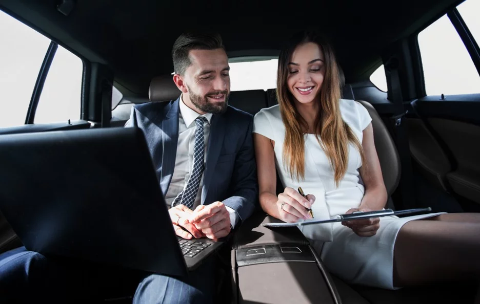 Discreet business meeting in a car